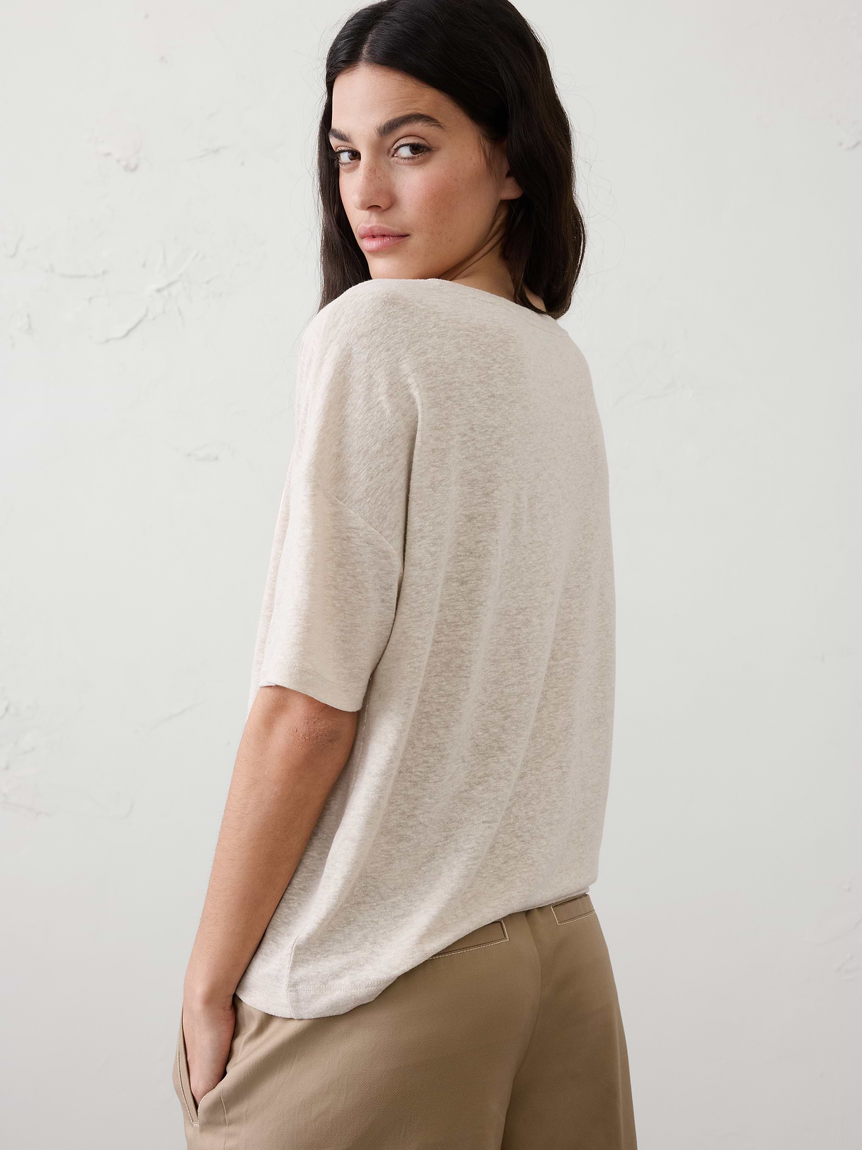 linen blend v neck shirt linen blend v neck shirt