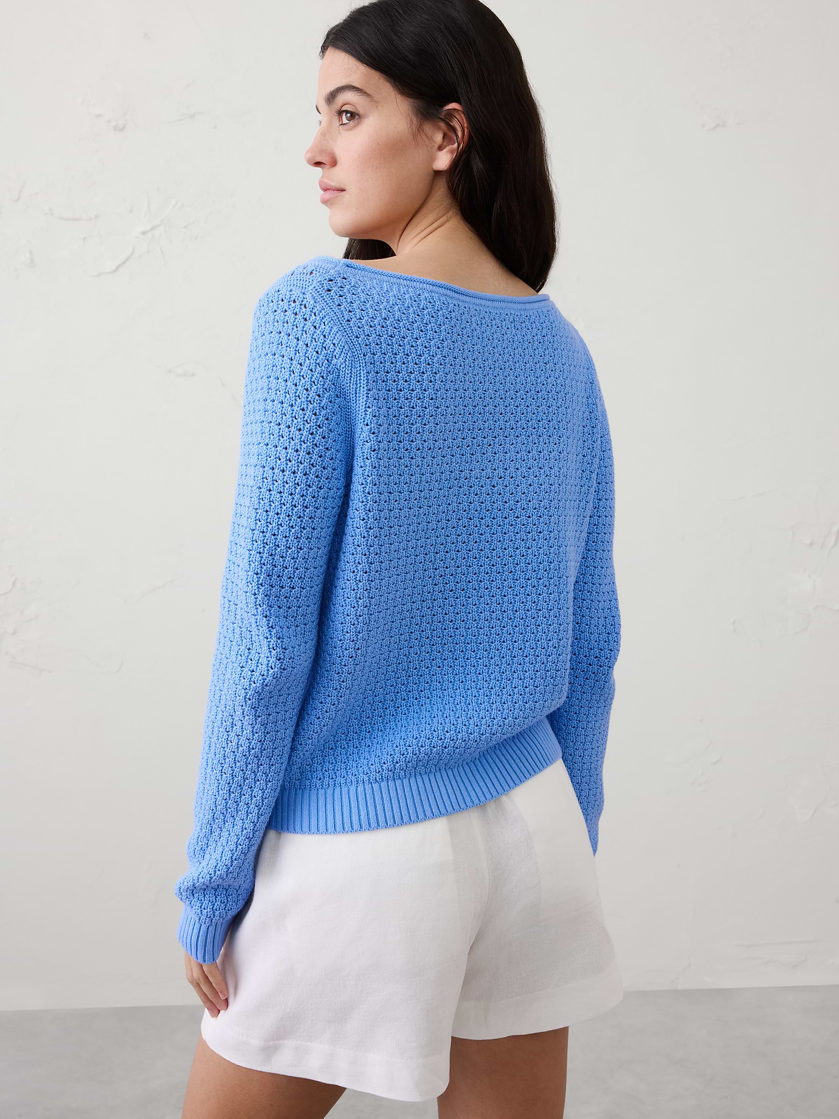 cotton boatneck crochet sweater cotton boatneck crochet sweater