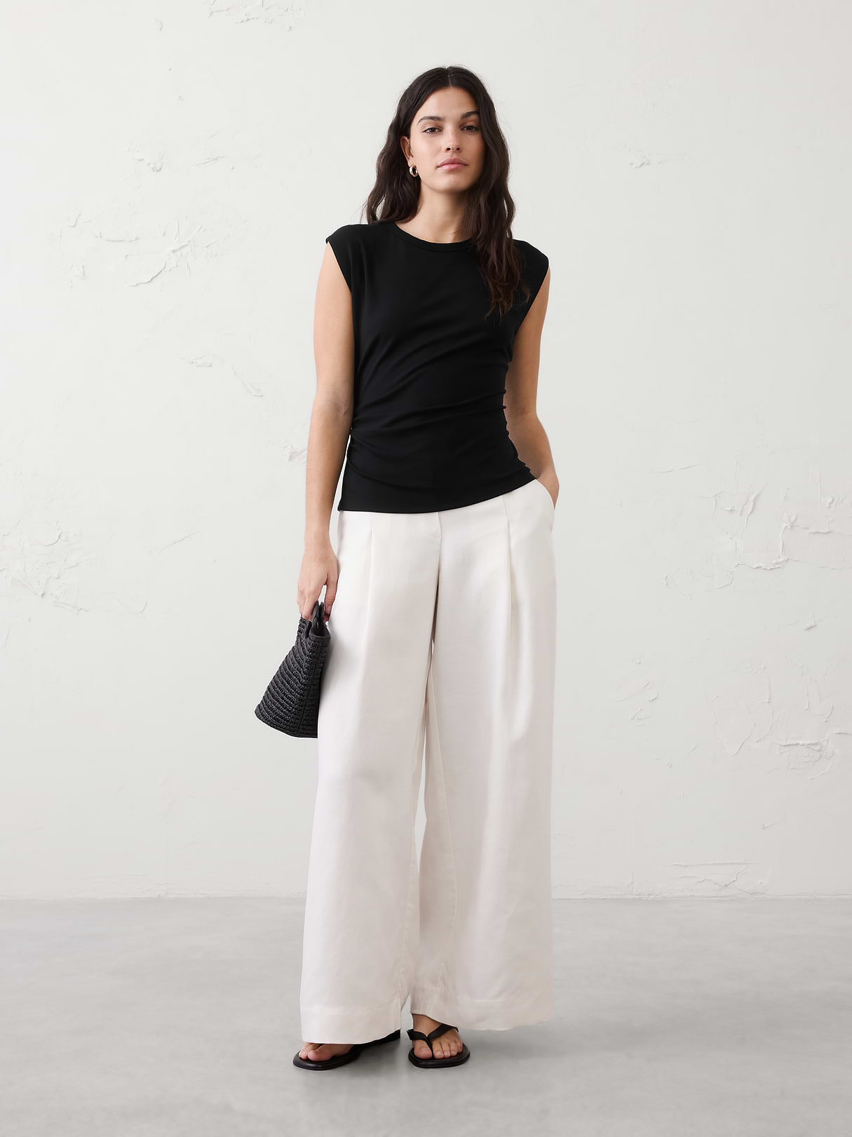 soft knit side shirred top soft knit side shirred top
