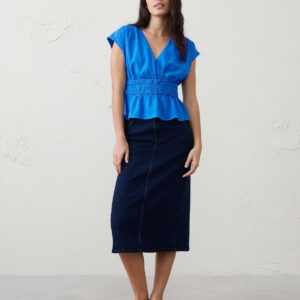 Витрина linen blend elastic surplice top