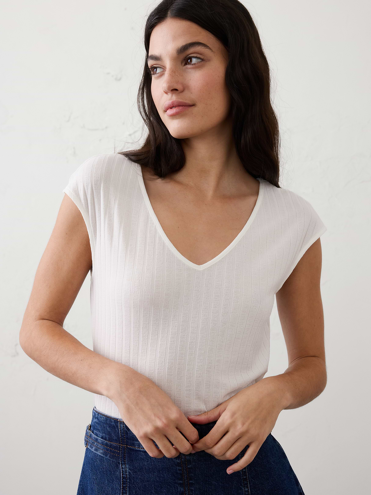ribbed v neck top ribbed v neck top