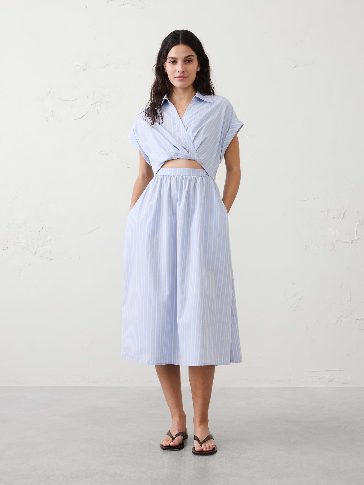 cutout poplin midi dress cutout poplin midi dress