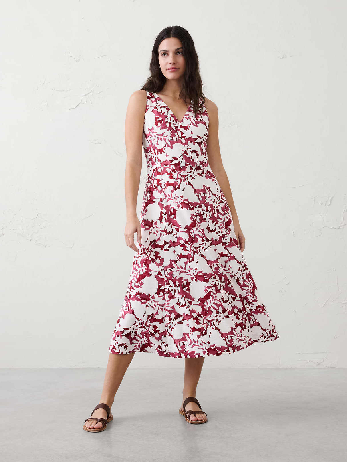 linen blend drapey midi dress linen blend drapey midi dress