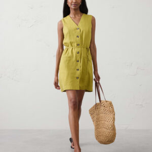 Витрина linen blend button front above knee dress