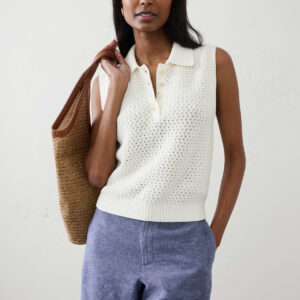 cotton crochet sweater polo