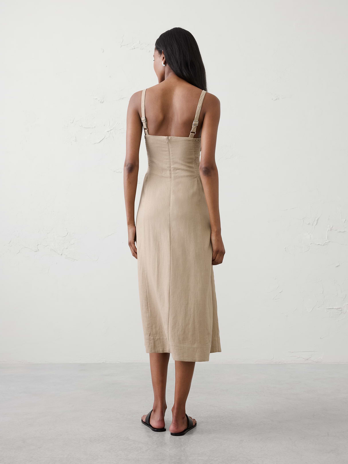 linen blend strappy twist front midi dress linen blend strappy twist front midi dress