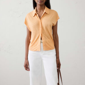 Витрина linen blend collared top