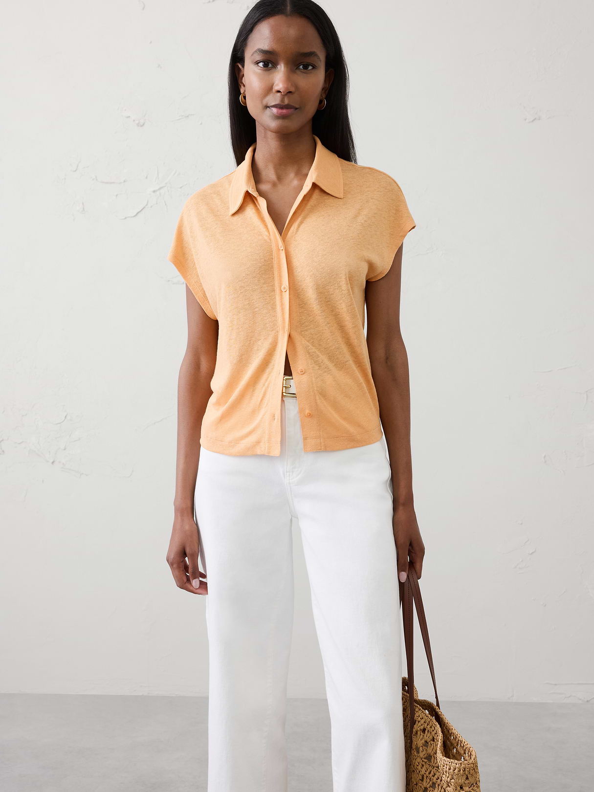 linen blend collared top linen blend collared top