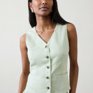 linen blend classic vest