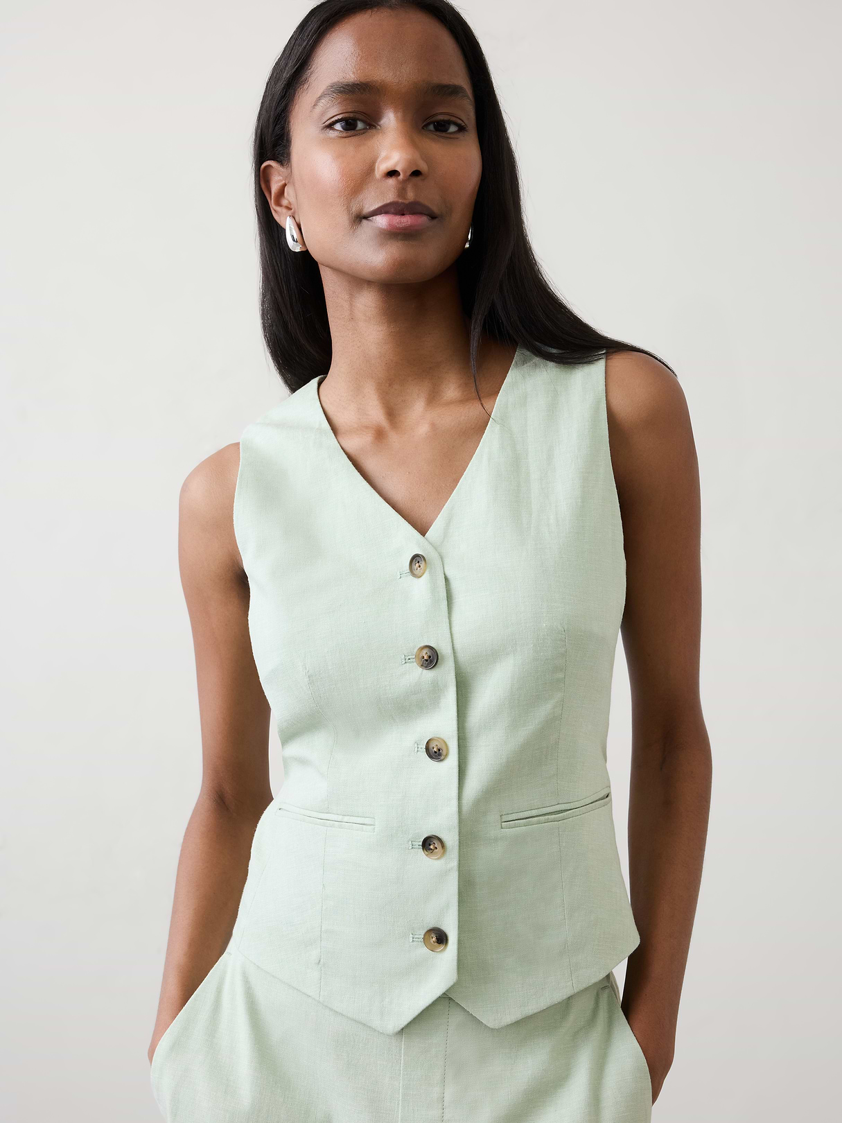 linen blend classic vest linen blend classic vest