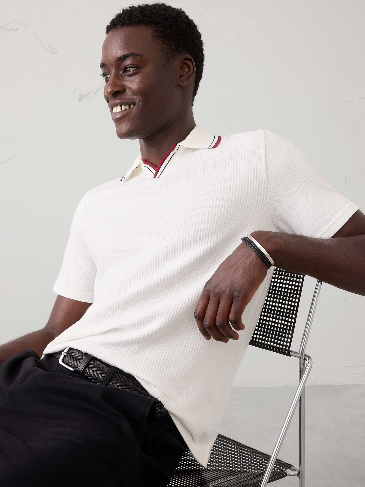 crinkle ribbed johnny collar polo crinkle ribbed johnny collar polo