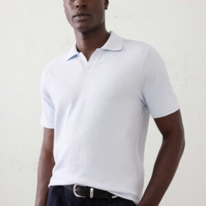 Home crinkle ribbed johnny collar polo