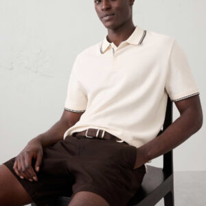 Home standard fit textured tipped polo