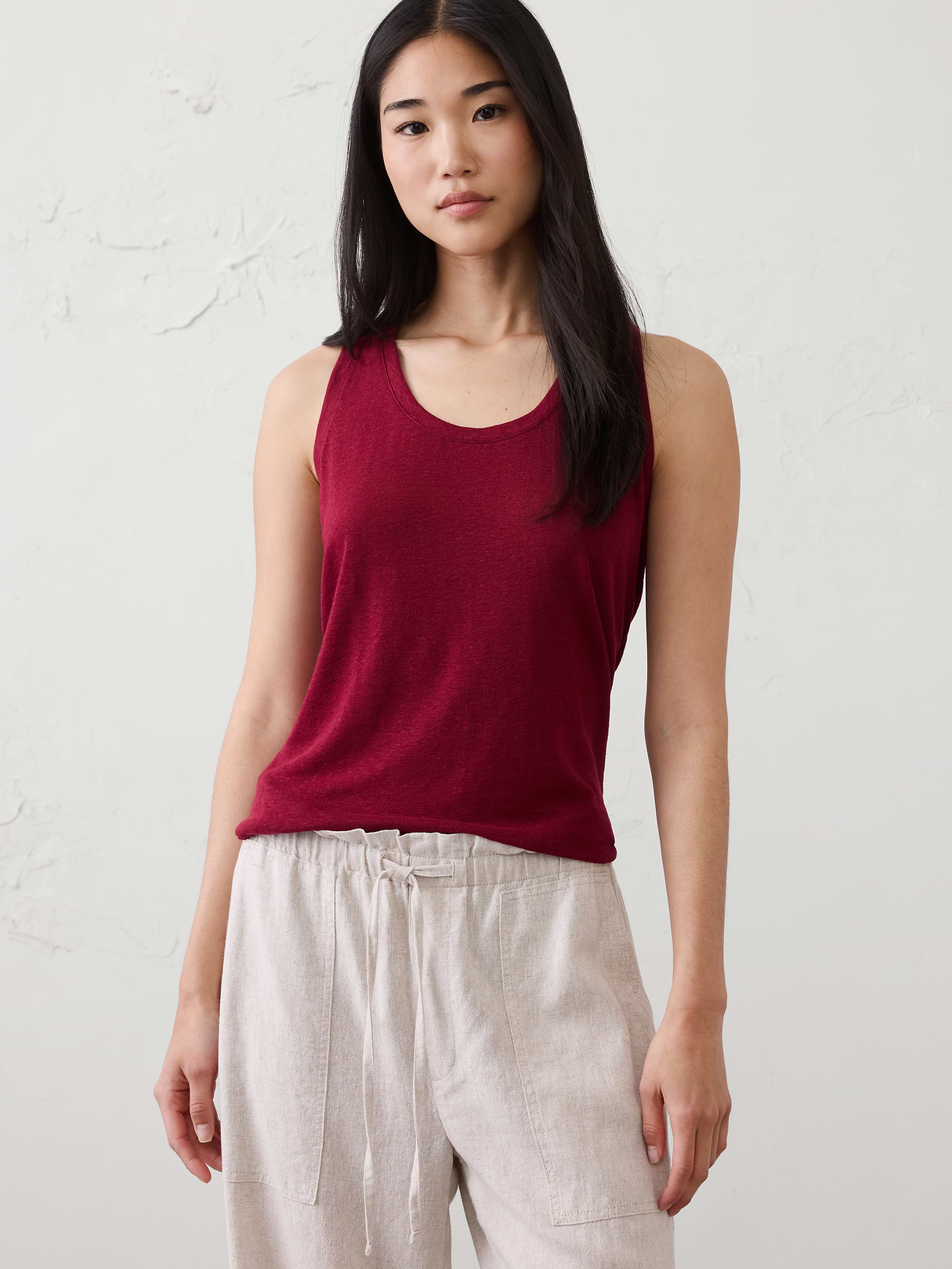 linen blend scoop neck tank linen blend scoop neck tank