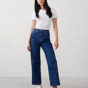 straight high rise contrast pieced jean