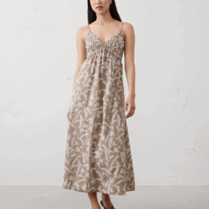 pleated voile long midi dress