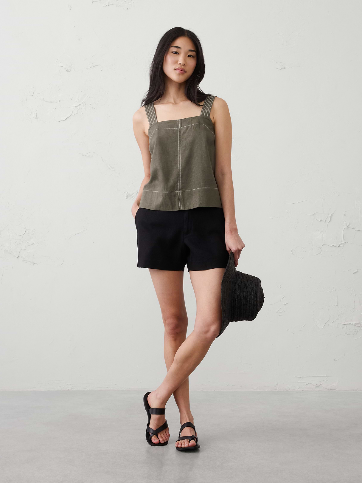 linen blend trapunto tank linen blend trapunto tank