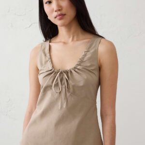cinched neck tie top