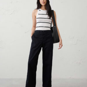 straight high rise twill utility pant