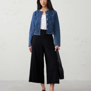 anyday wide leg high rise linen blend cropped pant