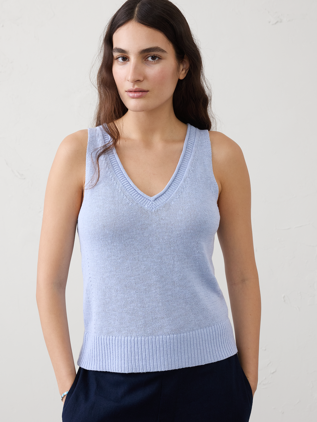 ramie cotton pointelle sweater tank ramie cotton pointelle sweater tank