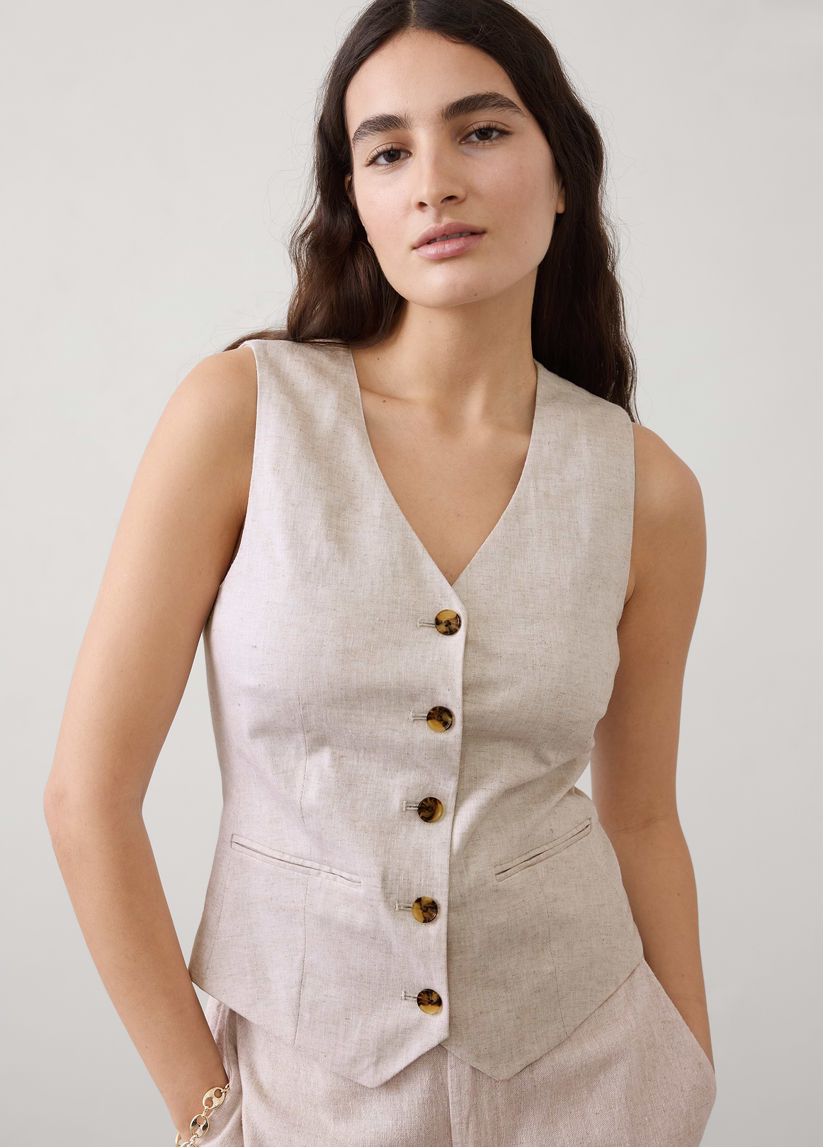 linen blend classic vest linen blend classic vest