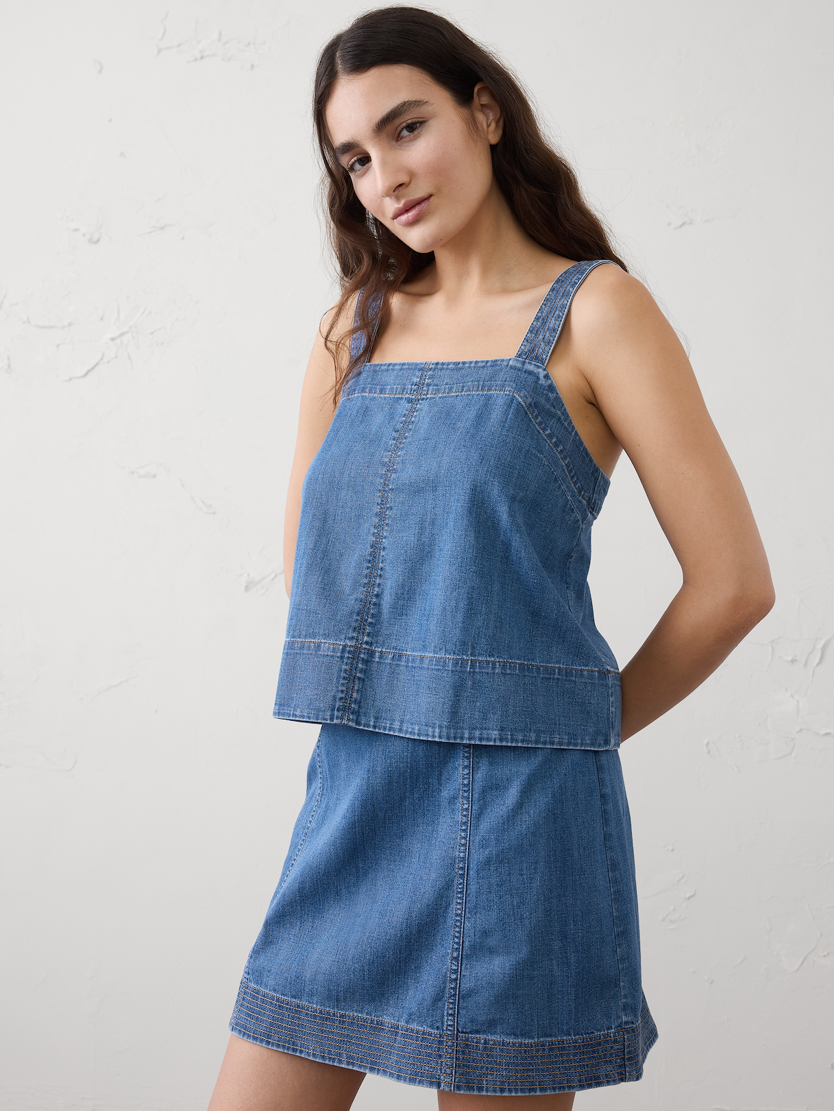 denim trapunto tank denim trapunto tank