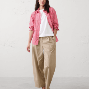 barrel leg high rise pull on cropped pant