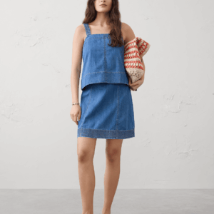 denim trapunto mini skirt