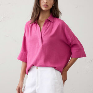 Витрина linen blend drapey popover shirt