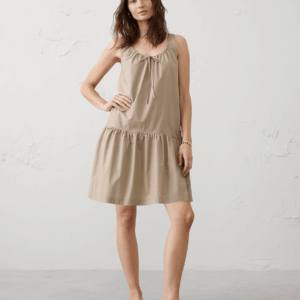 poplin tiered above knee dress