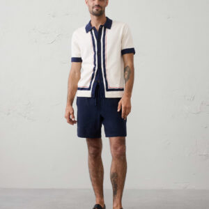 border striped sweater polo