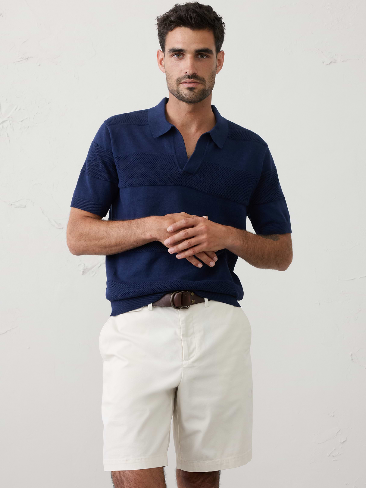 mesh striped sweater polo mesh striped sweater polo