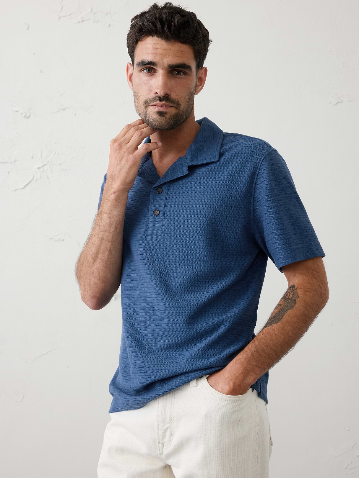 standard fit textured polo standard fit textured polo