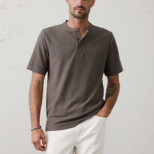 Home standard fit textured henley