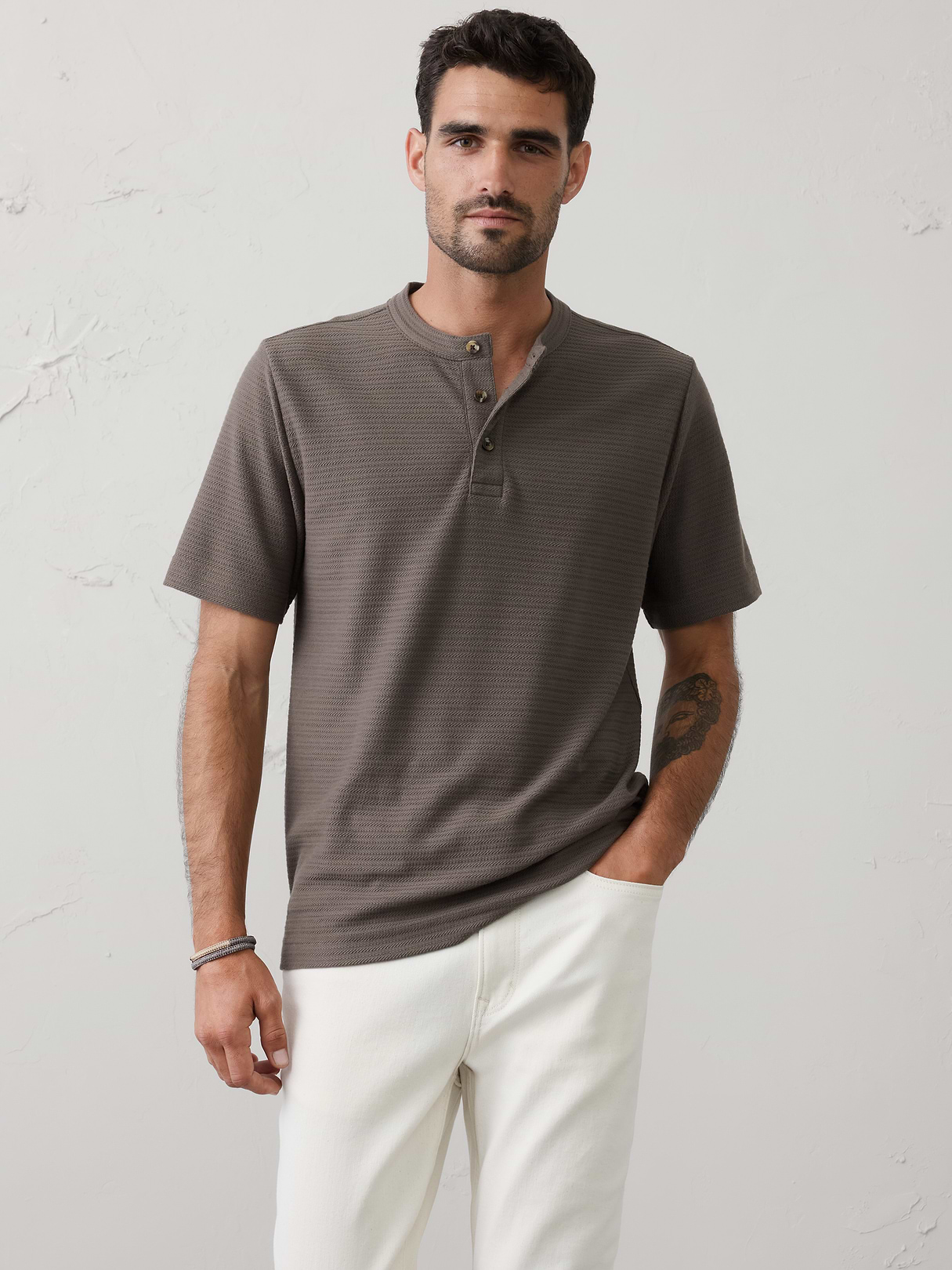 standard fit textured henley standard fit textured henley