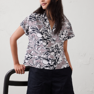 Витрина poplin split neck top