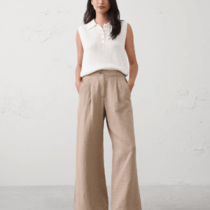 anyday wide leg high rise gauze pleated trouser