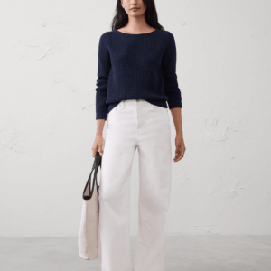cotton boatneck crochet sweater
