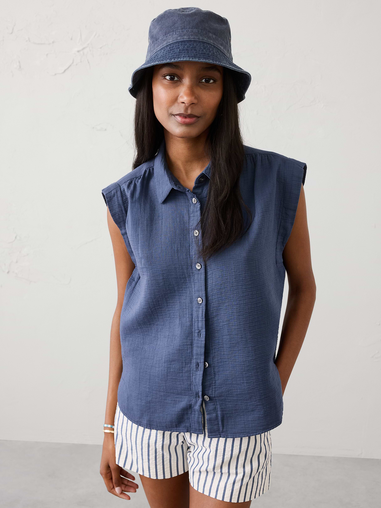 gauze soft gathered shirt gauze soft gathered shirt