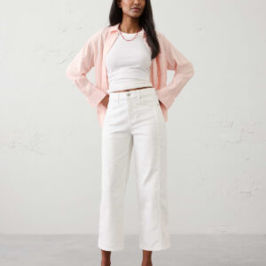 straight leg high rise pieced cropped jean