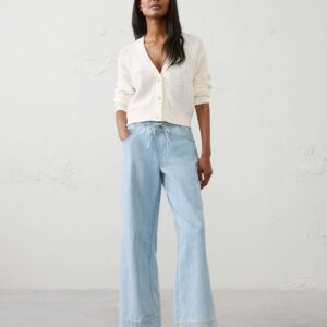 wide leg mid rise summerweight pull on jean