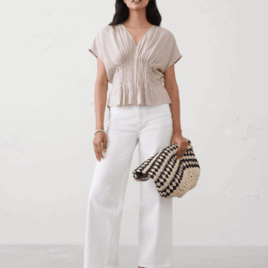Витрина linen blend pintuck waist top