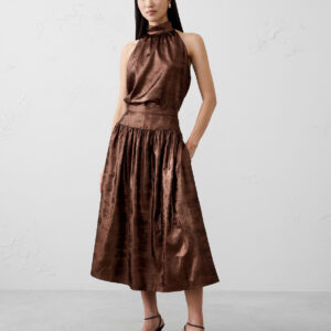 metallic midi skirt
