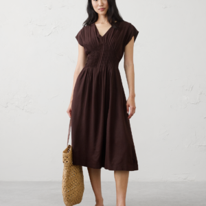 Витрина linen blend pleated waist midi dress