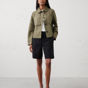 high rise linen blend bermuda short