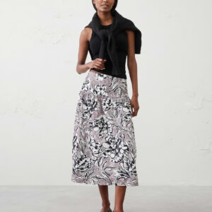 poplin drop waist midi skirt