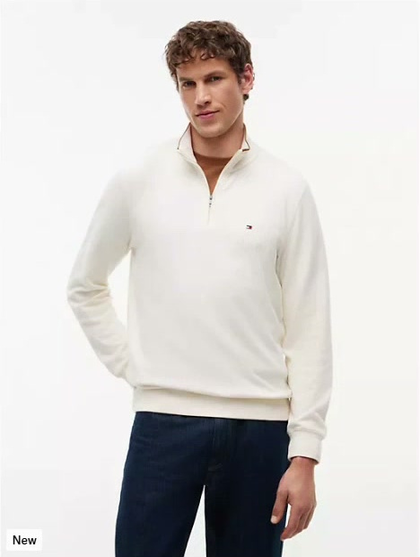 rib knit quarter zip sweatshirt
