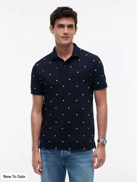 regular fit allover star print polo