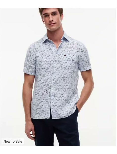 regular fit linen sailing print shirt